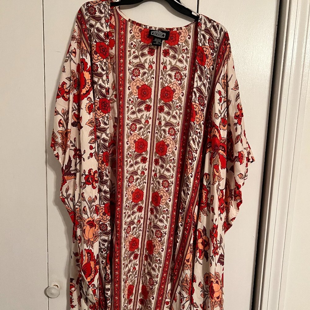 Kimono Plus Size, 3X Red and Cream